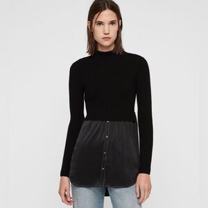 All Saints Kowlo Black Long Sleeve Sweater Small